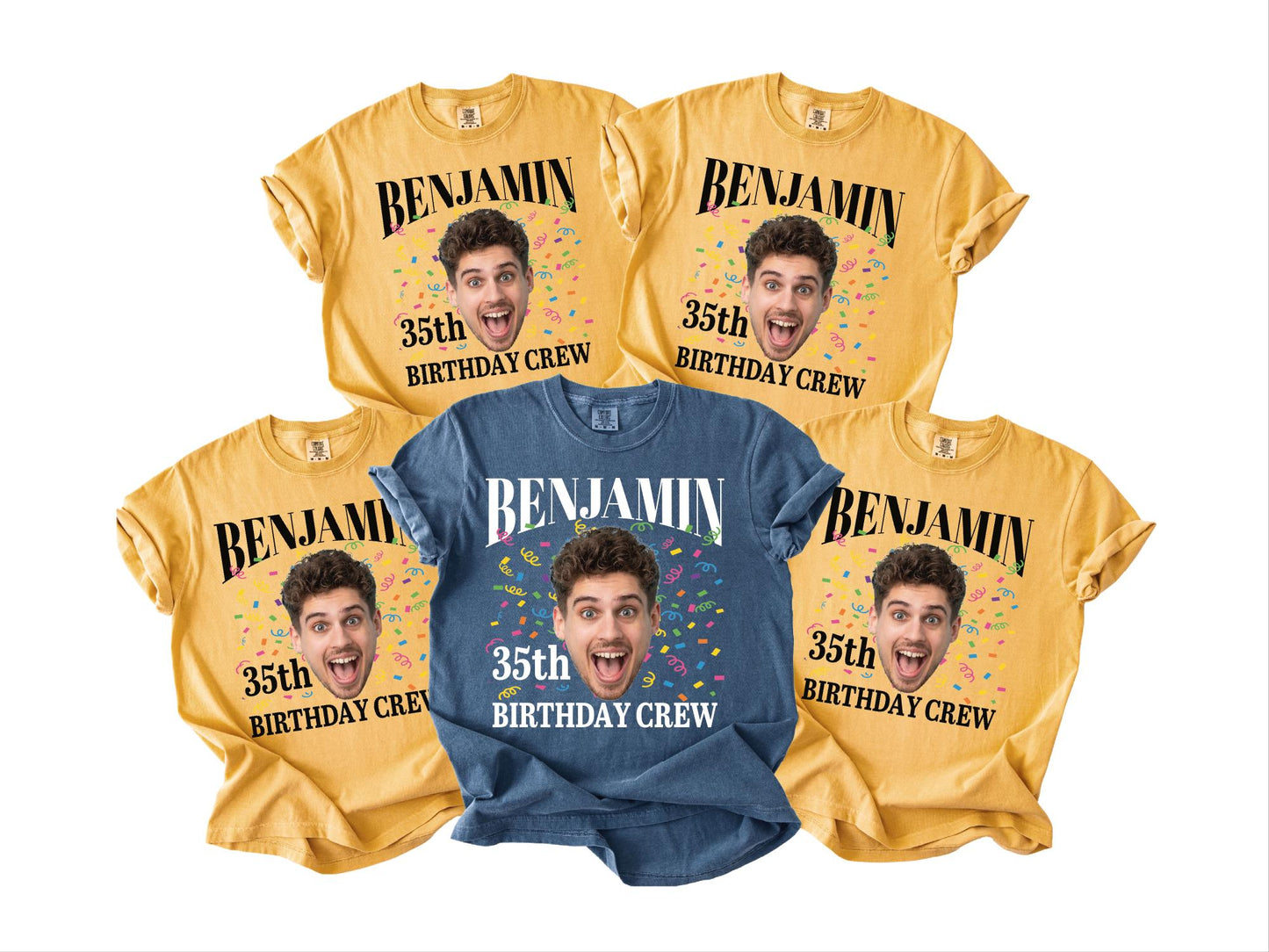 Custom Photo 35th Birthday Crew Shirt, Personalized Man Thirty-Five Portrait Party Tee, Born In 1991 Customized Outfit