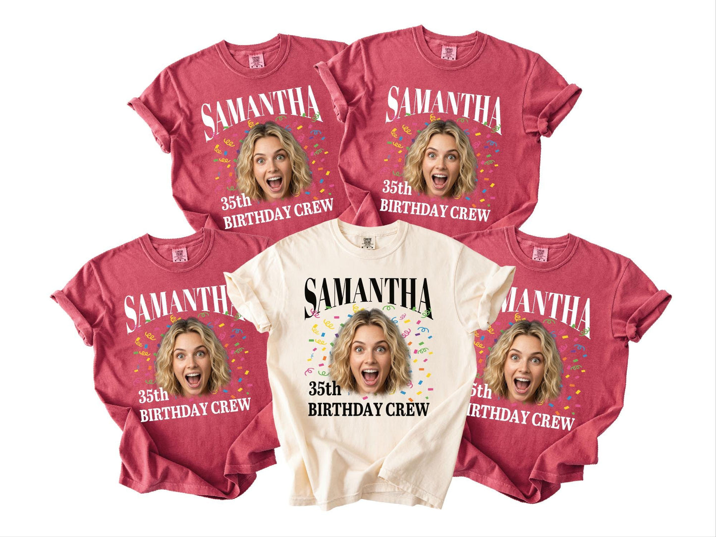 Custom Photo 35th Birthday Crew Shirt, Personalized Party Tee, 1991 Celebration Outfit