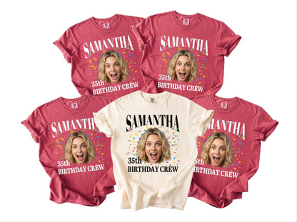 Custom Photo 35th Birthday Crew Shirt, Personalized Party Tee, 1991 Celebration Outfit