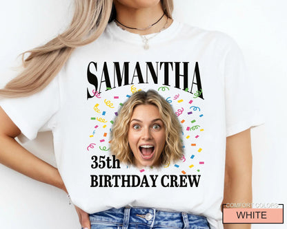 Custom Photo 35th Birthday Crew Shirt, Personalized Party Tee, 1991 Celebration Outfit
