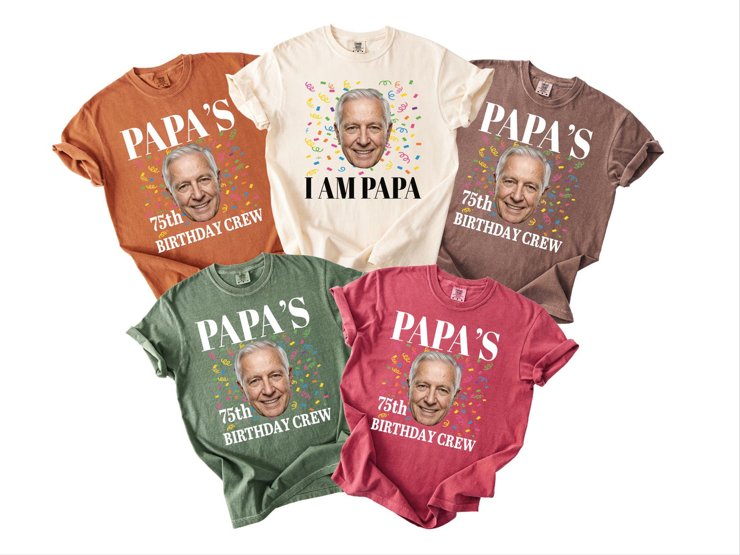 Custom Grandfather 75th Birthday Crew Shirt - Matching Grandpa Photo Party Outfit