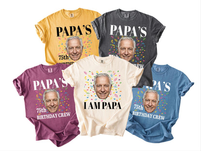 Custom Grandfather 75th Birthday Crew Shirt - Matching Grandpa Photo Party Outfit
