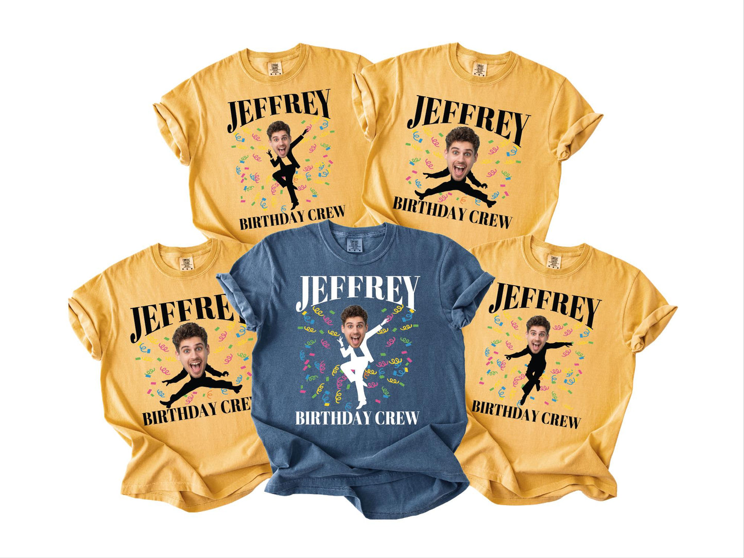 Funny Birthday Man Face Photo Shirt, Matching Birthday Party Boy Group Tee
