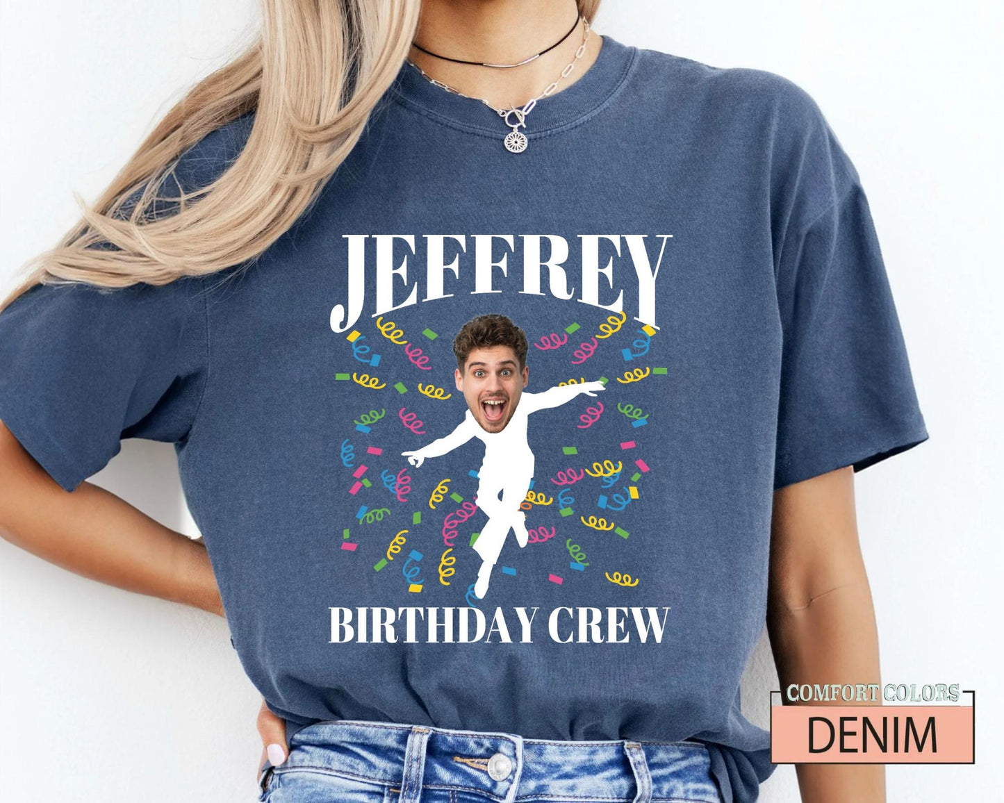 Funny Birthday Man Face Photo Shirt, Matching Birthday Party Boy Group Tee