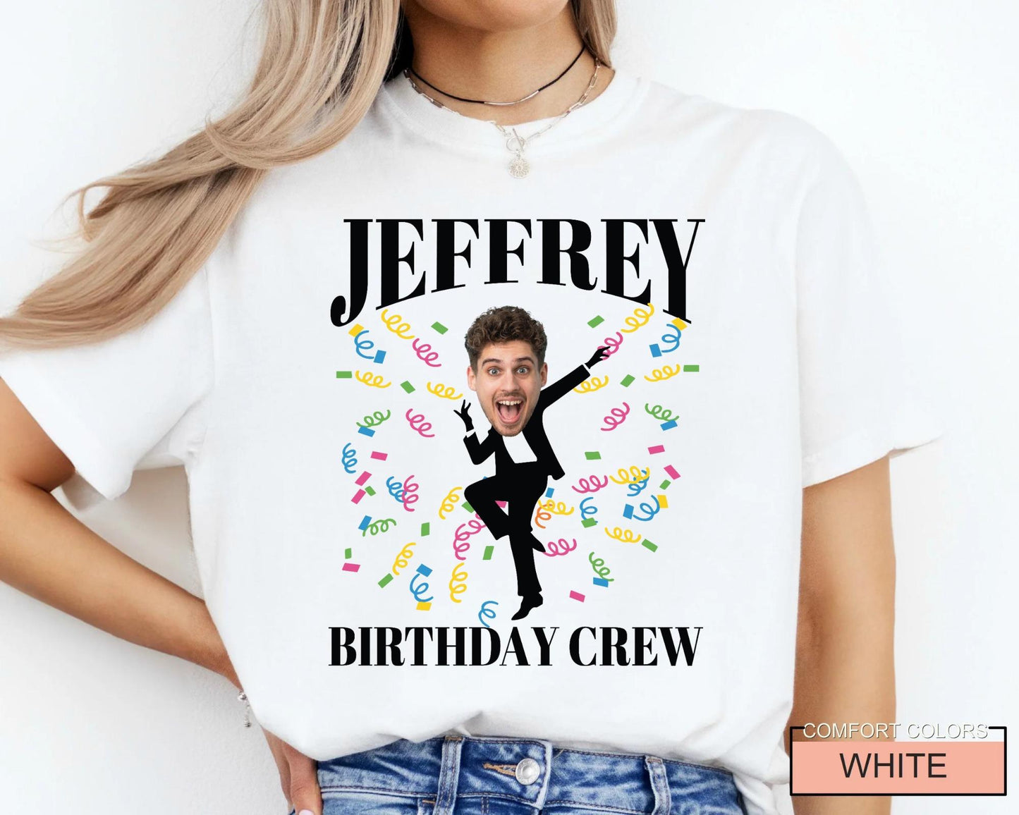 Funny Birthday Man Face Photo Shirt, Matching Birthday Party Boy Group Tee
