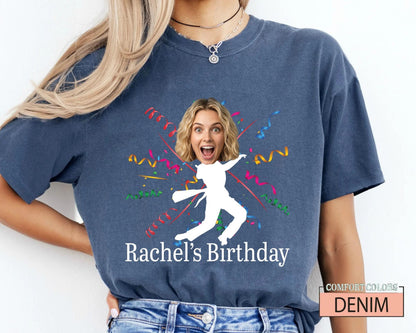 Personalized Dancing Face Party Shirt, Custom Birthday Crew Photo Tee, Mother Silhouette Top