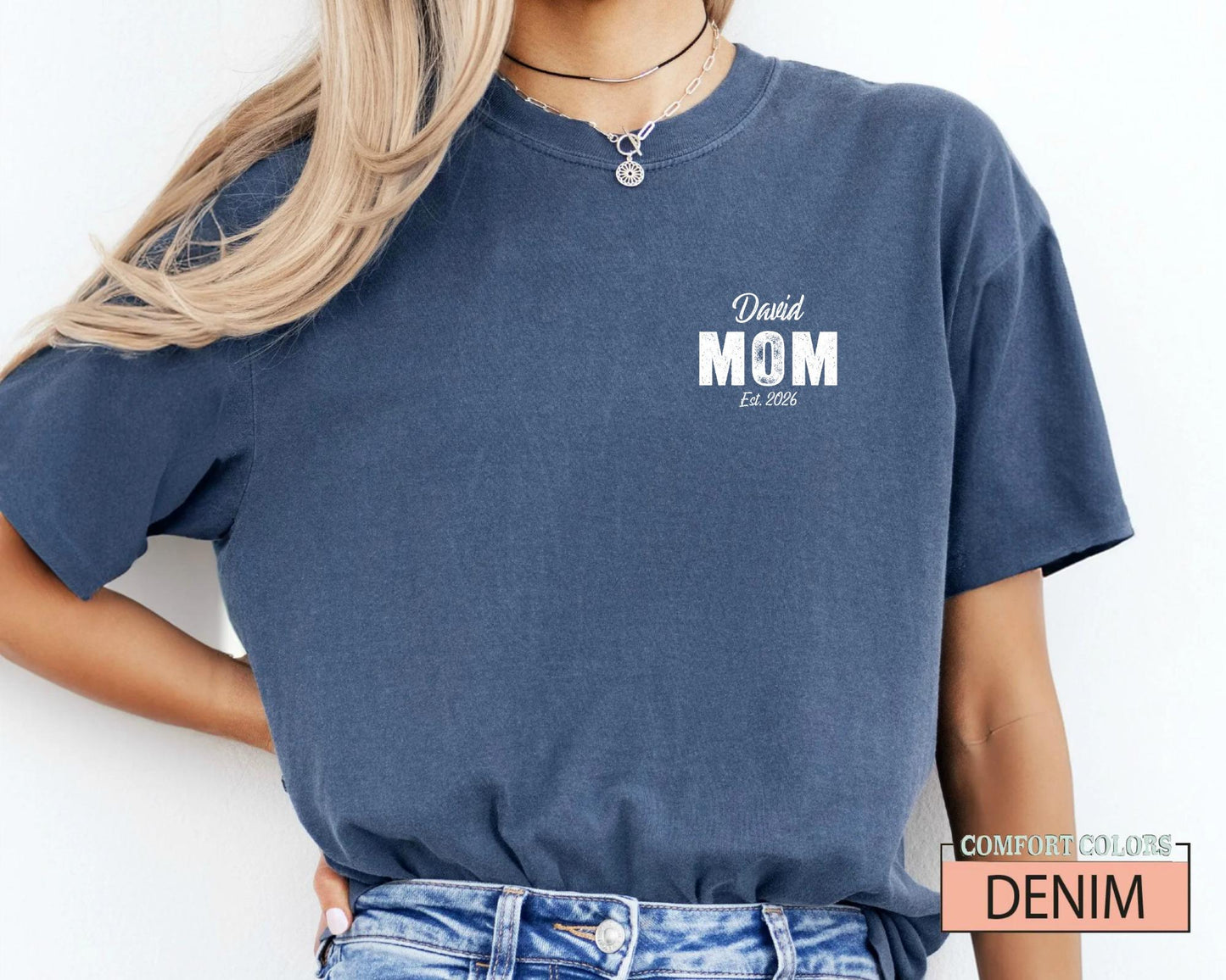 Personalized Mom Est Year Shirt for New Pregnant Mother, Custom Child Name New Mama Tee
