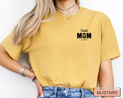 Personalized Mom Est Year Shirt for New Pregnant Mother, Custom Child Name New Mama Tee