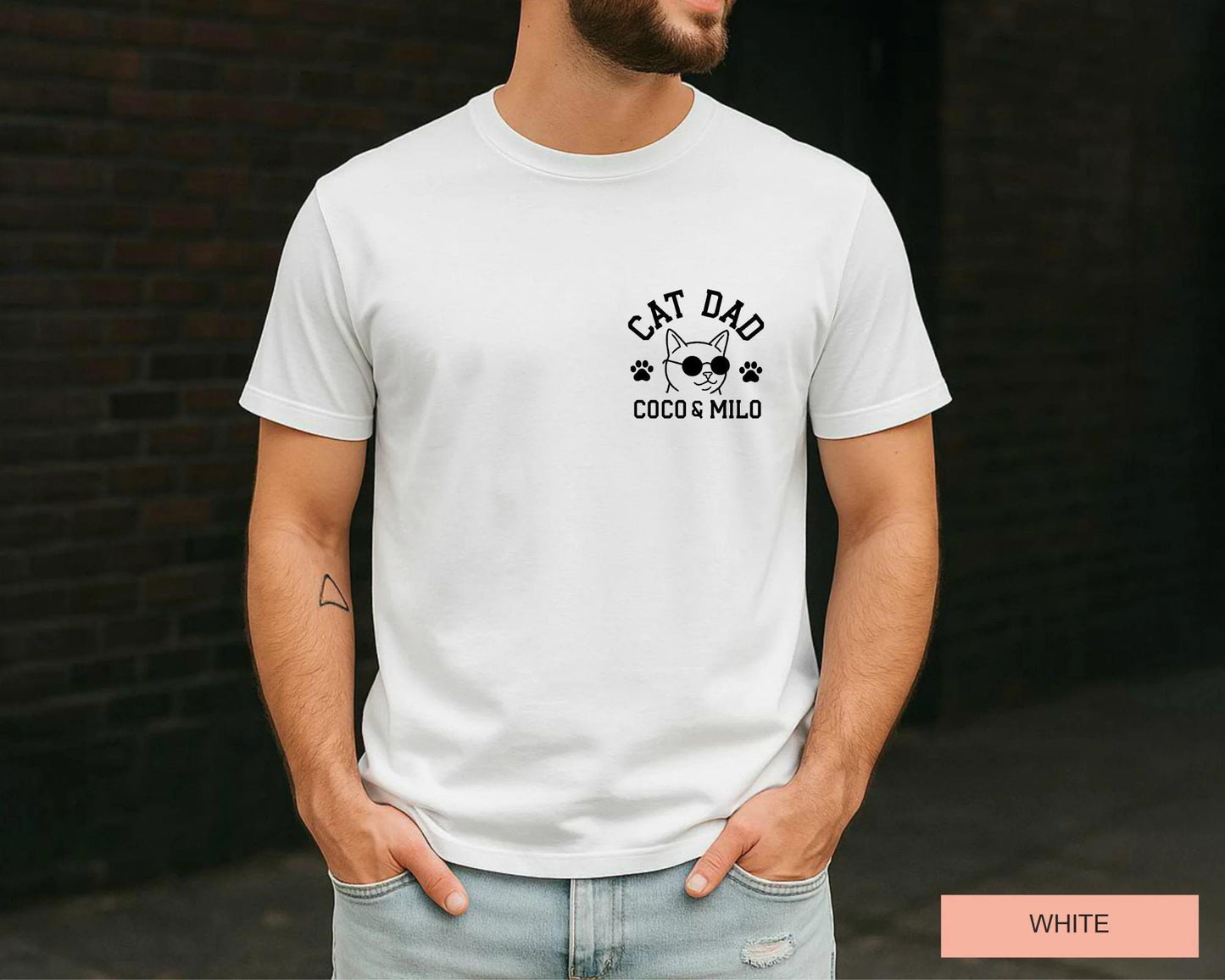 Custom Cat Dad Shirt, Personalized Kitten Lover Tee with Cat Names