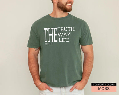 John 14 6 The Way The Truth The Life Shirt, Christian Bible Verse Tee for Father