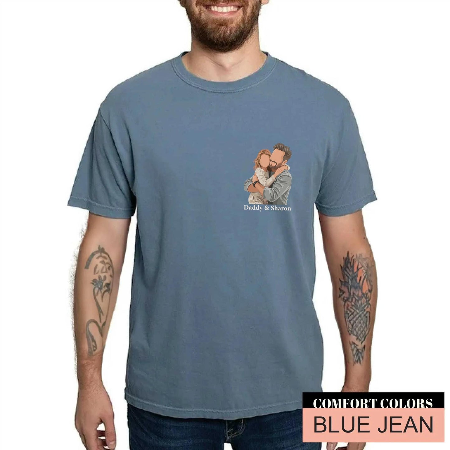 Custom Faceless Dad & Kid Portrait Shirt – Personalized Gift