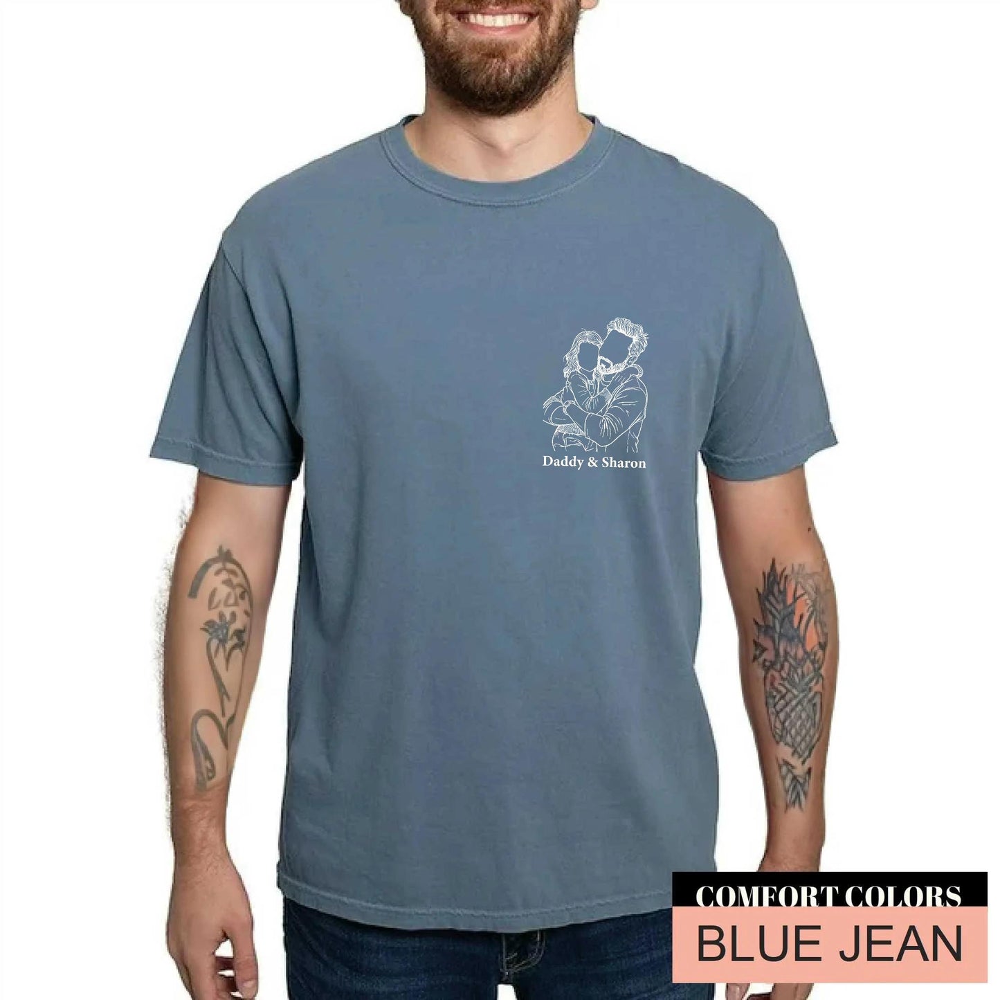 Custom Father Daughter Portrait Shirt – Personalized Line Art Tee
