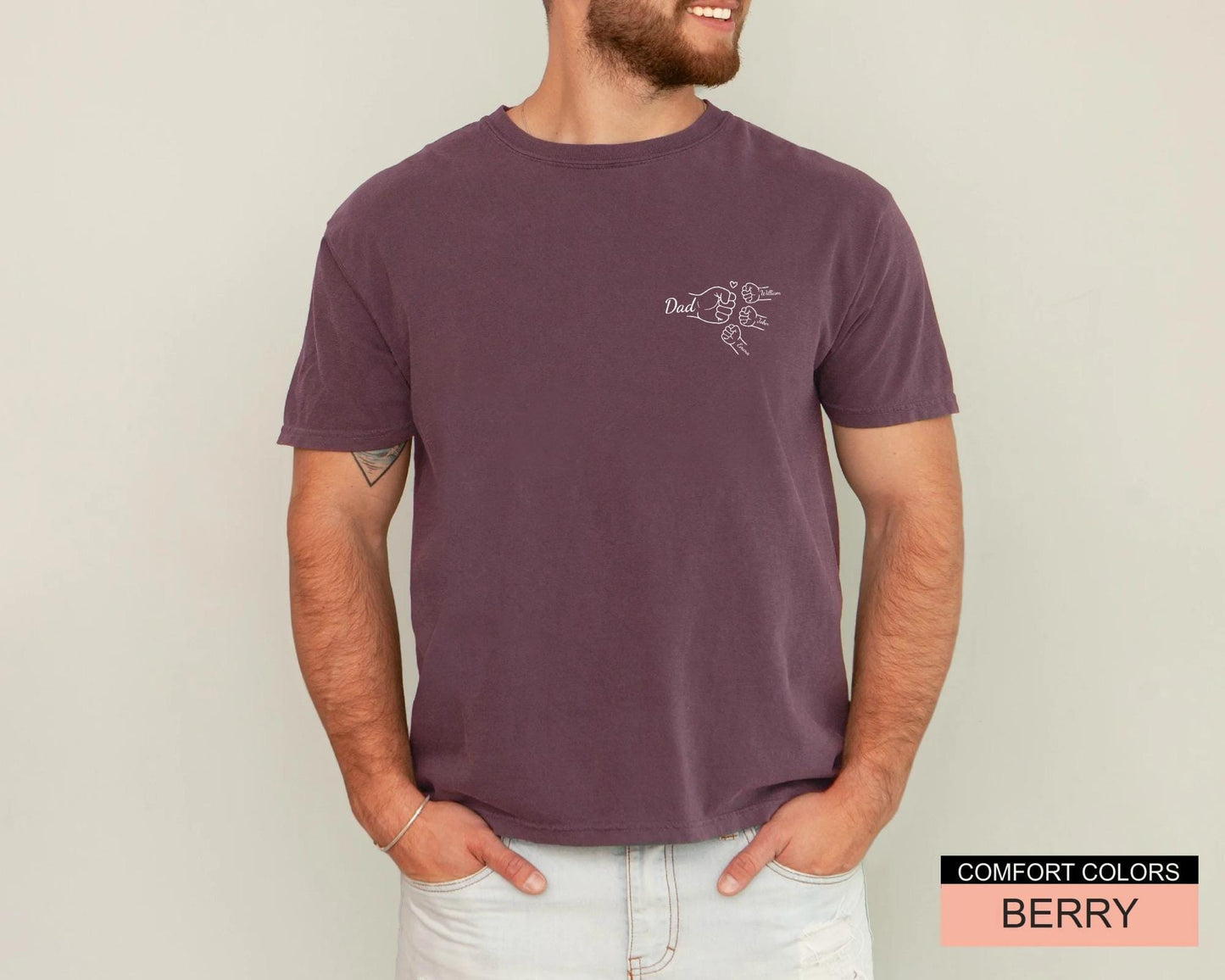 Personalized Dad Fist Bump Shirt, With Kids Names Custom Father's Day Gift Tee