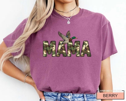Camo Duck Hunting Mama Shirt, Camouflage Mallard Duck Tee for Mom