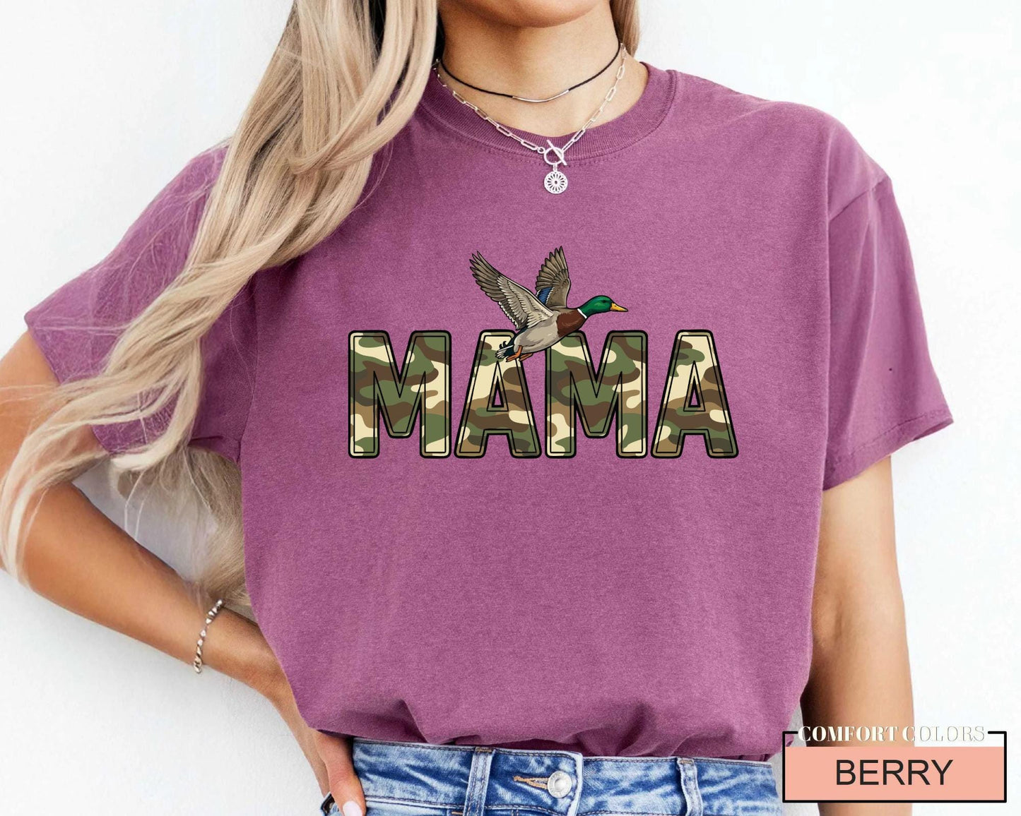 Camo Duck Hunting Mama Shirt, Camouflage Mallard Duck Tee for Mom