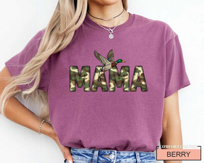 Camo Duck Hunting Mama Shirt, Camouflage Mallard Duck Tee for Mom