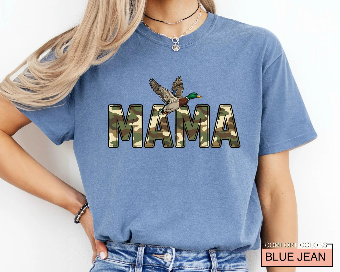 Camo Duck Hunting Mama Shirt, Camouflage Mallard Duck Tee for Mom