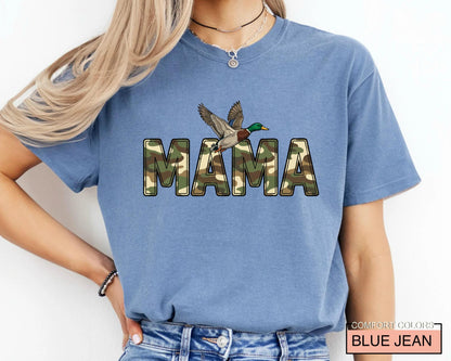 Camo Duck Hunting Mama Shirt, Camouflage Mallard Duck Tee for Mom