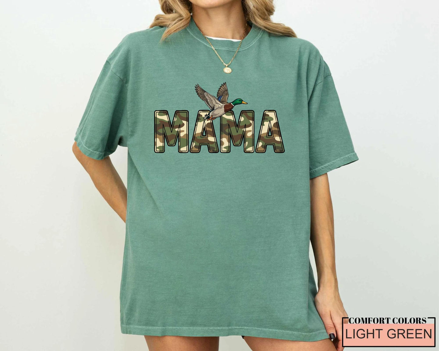 Camo Duck Hunting Mama Shirt, Camouflage Mallard Duck Tee for Mom