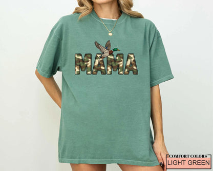 Camo Duck Hunting Mama Shirt, Camouflage Mallard Duck Tee for Mom