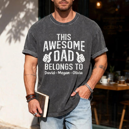 Custom Dad Shirt with Kids Names Gift for Him Fathers Day Gift from Wife Awesome Dad Shirt Husband Gift for Fathers Day