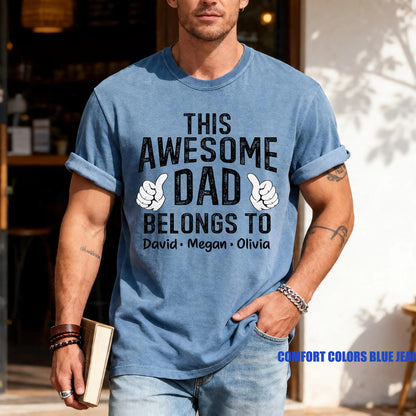 Custom Dad Shirt with Kids Names Gift for Him Fathers Day Gift from Wife Awesome Dad Shirt Husband Gift for Fathers Day