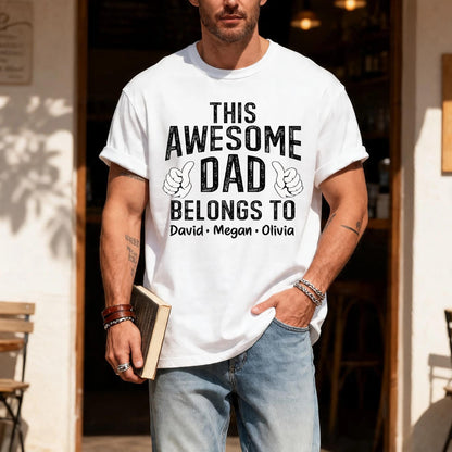 Custom Dad Shirt with Kids Names Gift for Him Fathers Day Gift from Wife Awesome Dad Shirt Husband Gift for Fathers Day
