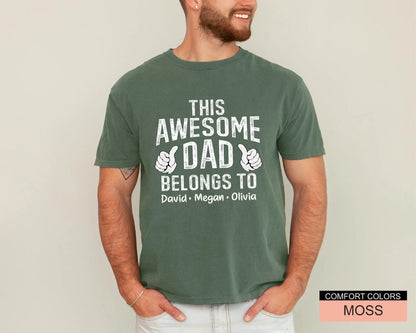 Custom Dad Shirt with Kids Names Gift for Him Fathers Day Gift from Wife Awesome Dad Shirt Husband Gift for Fathers Day