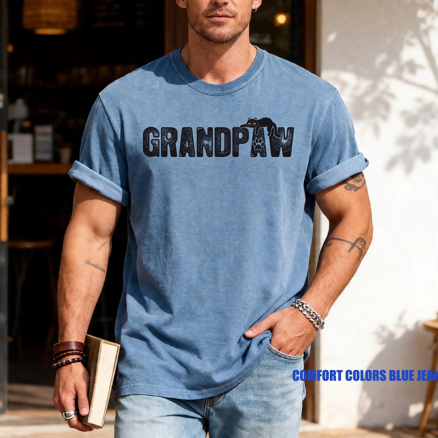 Funny Cat Shirt for Grandpa - Comfort Colors Grandpaw T-Shirt  - Cat Owner Grandfather Gift
