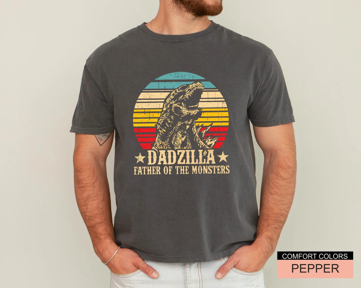 Funny Dadzilla T-Shirt: Father of Monsters, Dad Birthday Gift