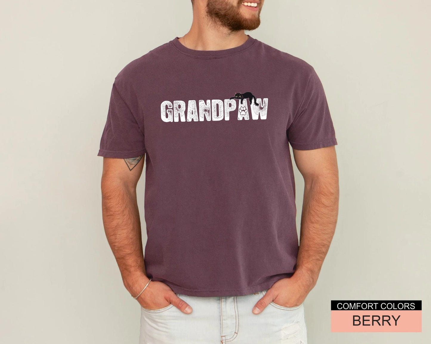 Funny Cat Shirt for Grandpa - Comfort Colors Grandpaw T-Shirt  - Cat Owner Grandfather Gift