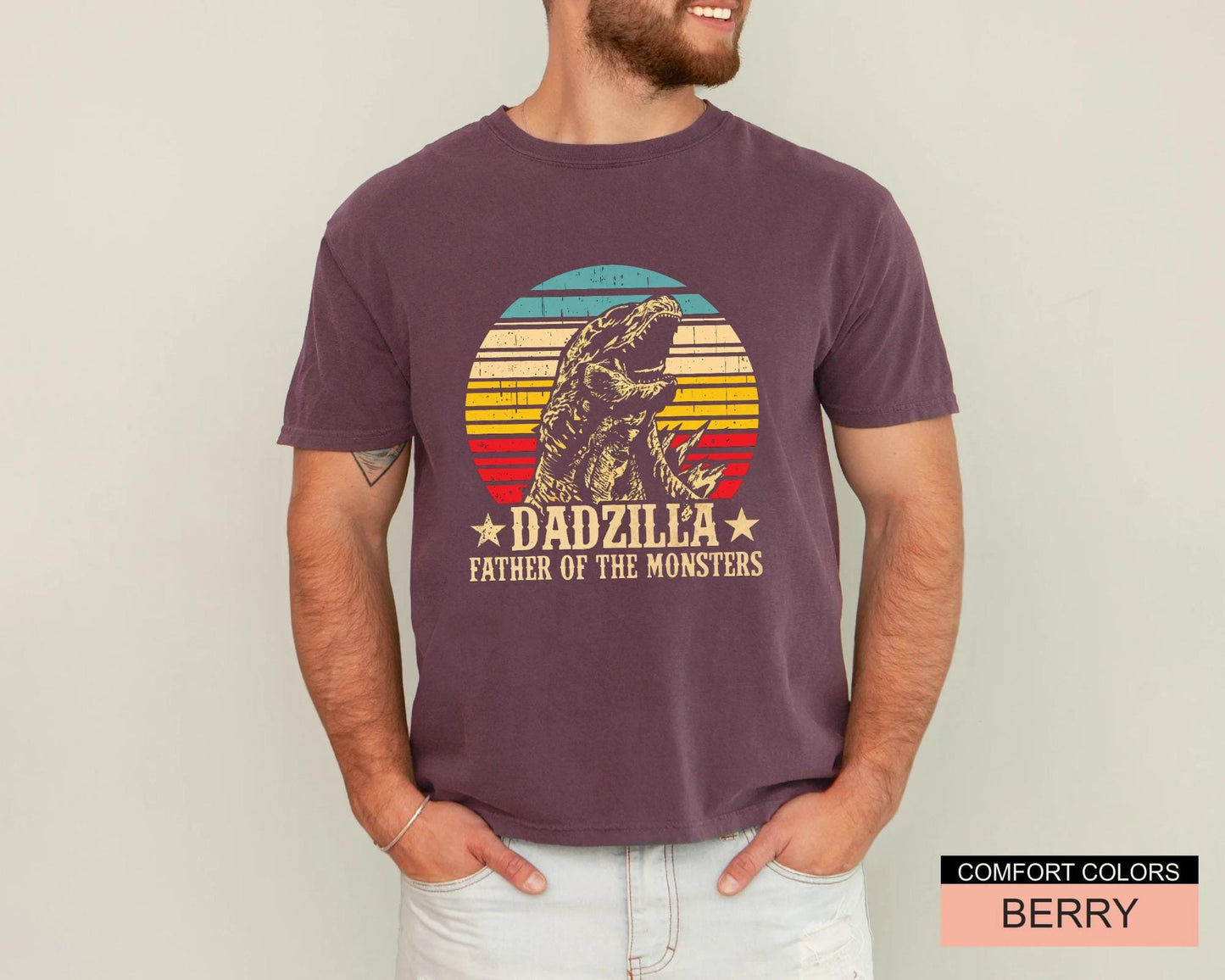 Funny Dadzilla T-Shirt: Father of Monsters, Dad Birthday Gift