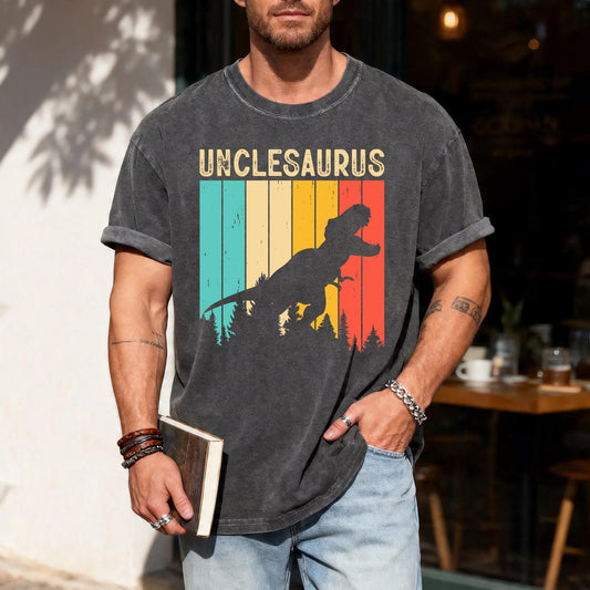 Unclesaurus Dinosaur Shirt for Uncle, Funny Retro T-Rex Uncle Gift, Cool Uncle Shirt for Birthday, Father's Day Baby Announcement Uncle Gift