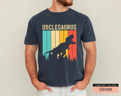 Unclesaurus Dinosaur Shirt for Uncle, Funny Retro T-Rex Uncle Gift, Cool Uncle Shirt for Birthday, Father's Day Baby Announcement Uncle Gift