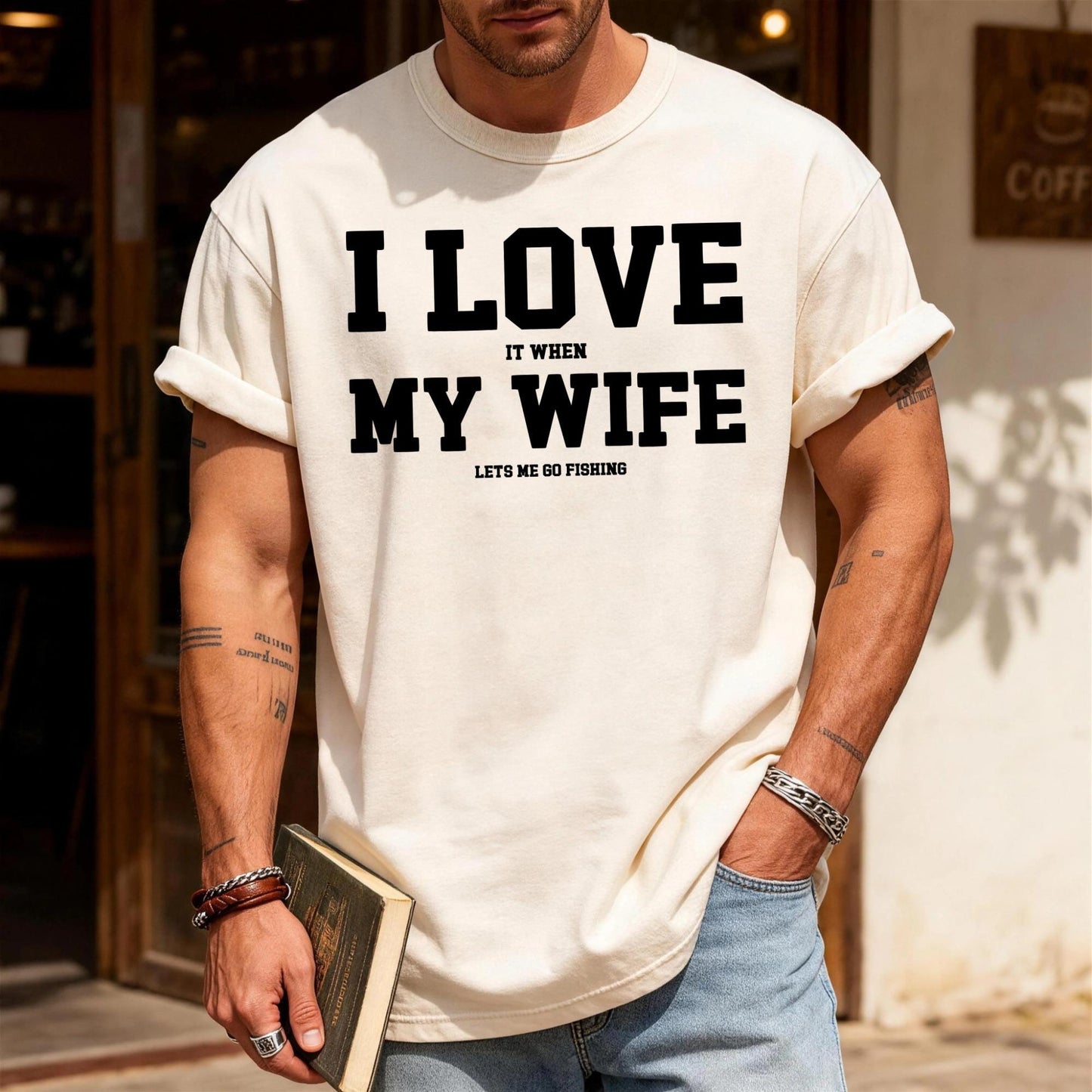 Funny Fishing Shirt for Men, I Love It When My Wife Lets Me Go Fishing, Gift from Wife to Angler, Fisherman Husband Gift for Father's Day