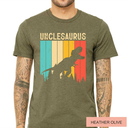 Unclesaurus Dinosaur Shirt for Uncle, Funny Retro T-Rex Uncle Gift, Cool Uncle Shirt for Birthday, Father's Day Baby Announcement Uncle Gift