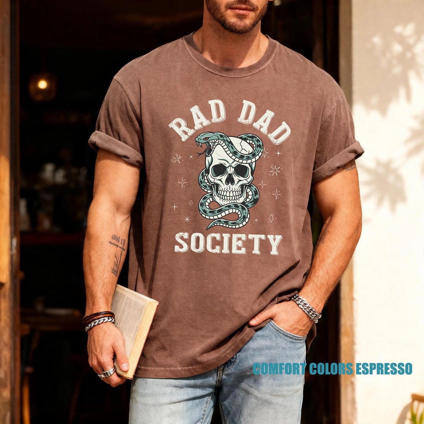 Vintage Rad Dad Society Skull Snake Shirt, Retro Father's Day Gift Tee