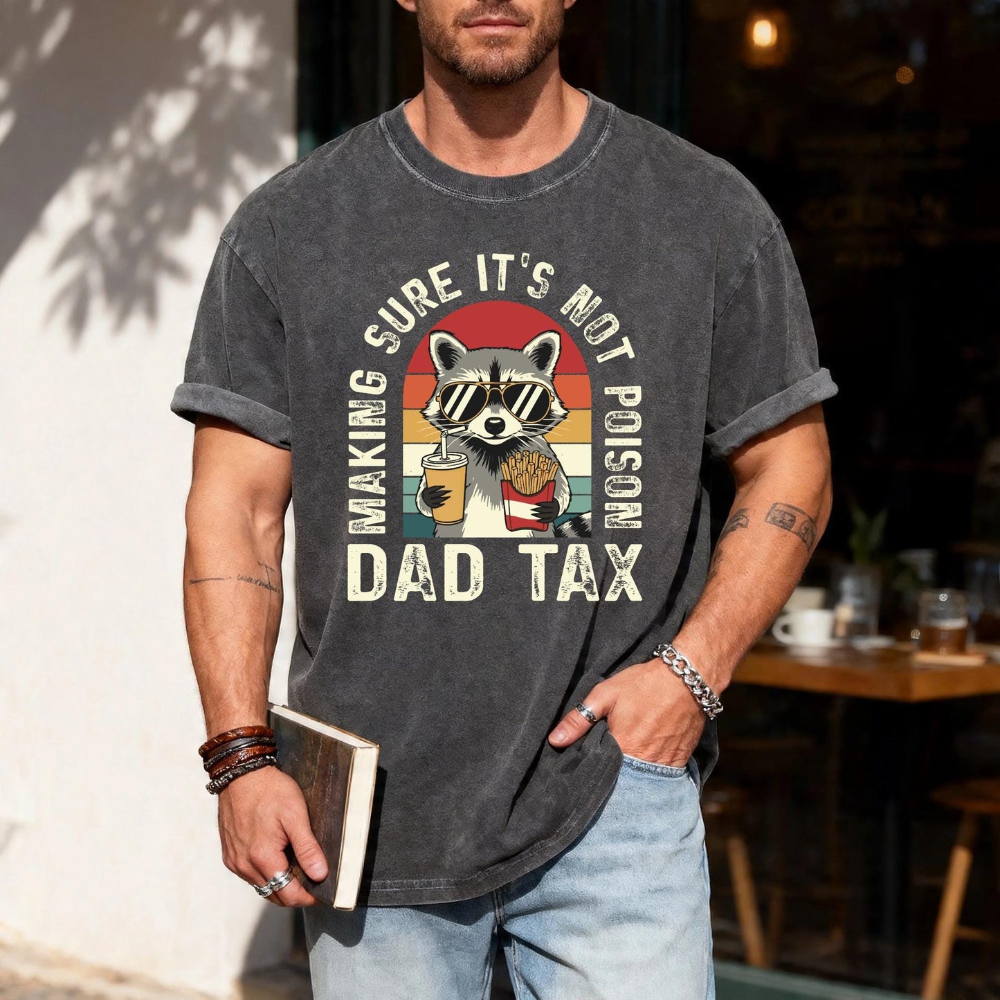 Funny Raccoon Father Shirt, Making Sure It's Not Poison Dad Tax Tee