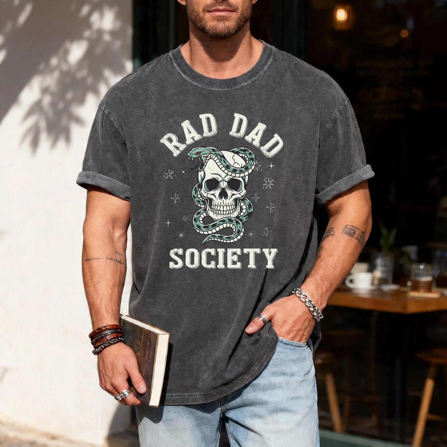 Vintage Rad Dad Society Skull Snake Shirt, Retro Father's Day Gift Tee