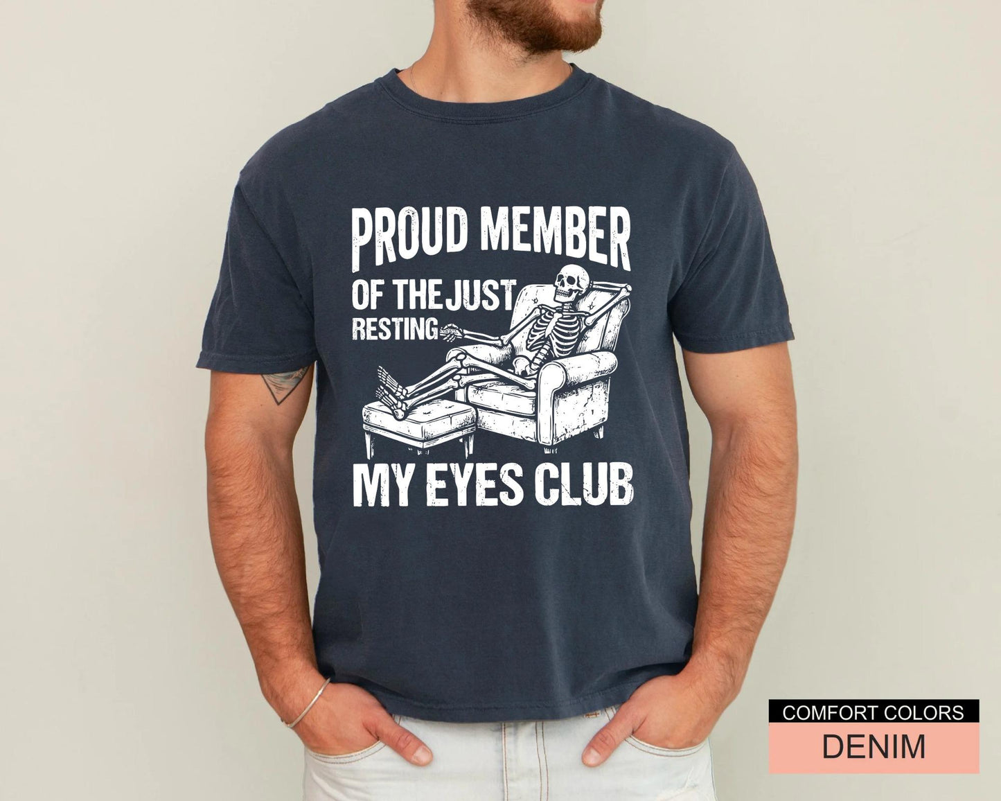 Humorous Skeleton Just Resting My Eyes Shirt, Sarcastic Napping Club Tee