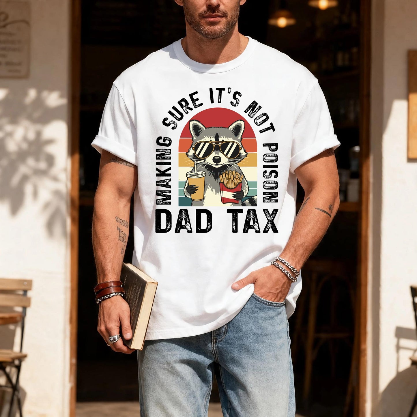 Funny Raccoon Father Shirt, Making Sure It's Not Poison Dad Tax Tee
