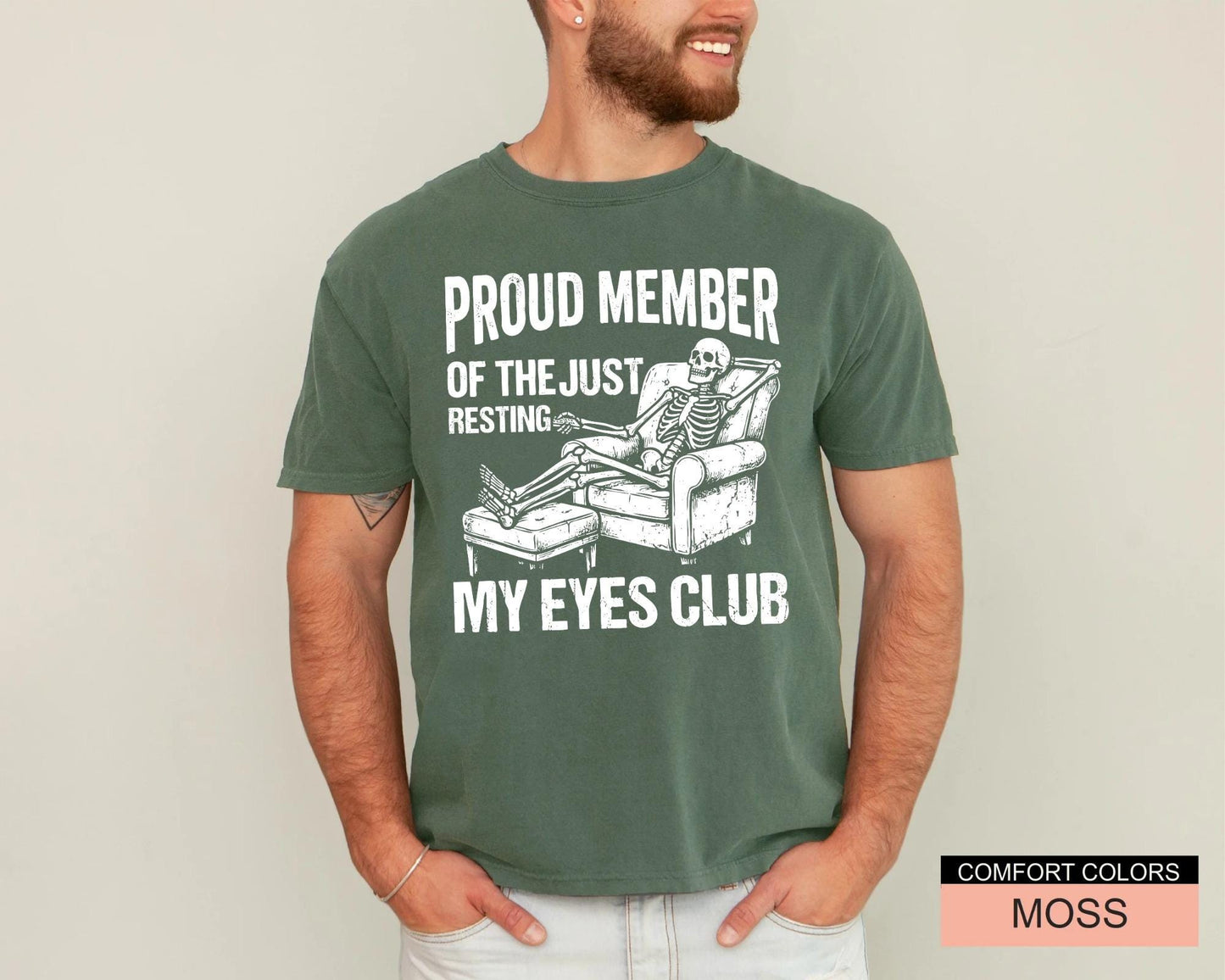 Humorous Skeleton Just Resting My Eyes Shirt, Sarcastic Napping Club Tee