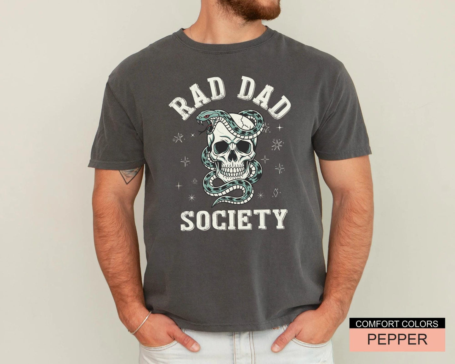 Vintage Rad Dad Society Skull Snake Shirt, Retro Father's Day Gift Tee