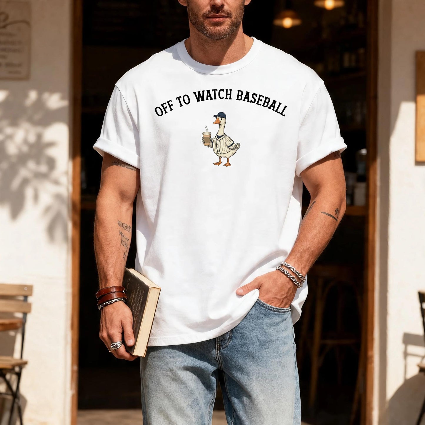 Off To Watch Baseball Pinstripe Goose Shirt, Retro Game Day Sports Fan Gift Tee