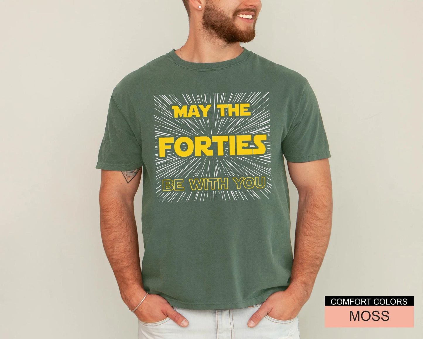 May The Forties Be With You Shirt, Funny Father 40th Birthday Tee, Retro Sci-Fi Inspired Bday Top 40 Year Old