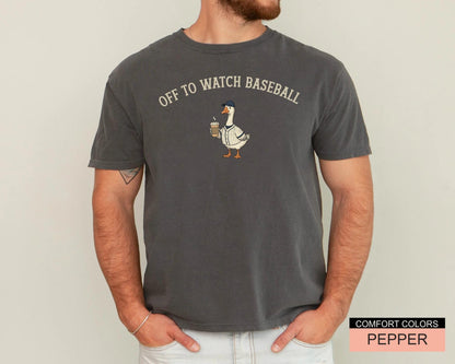Off To Watch Baseball Pinstripe Goose Shirt, Retro Game Day Sports Fan Gift Tee