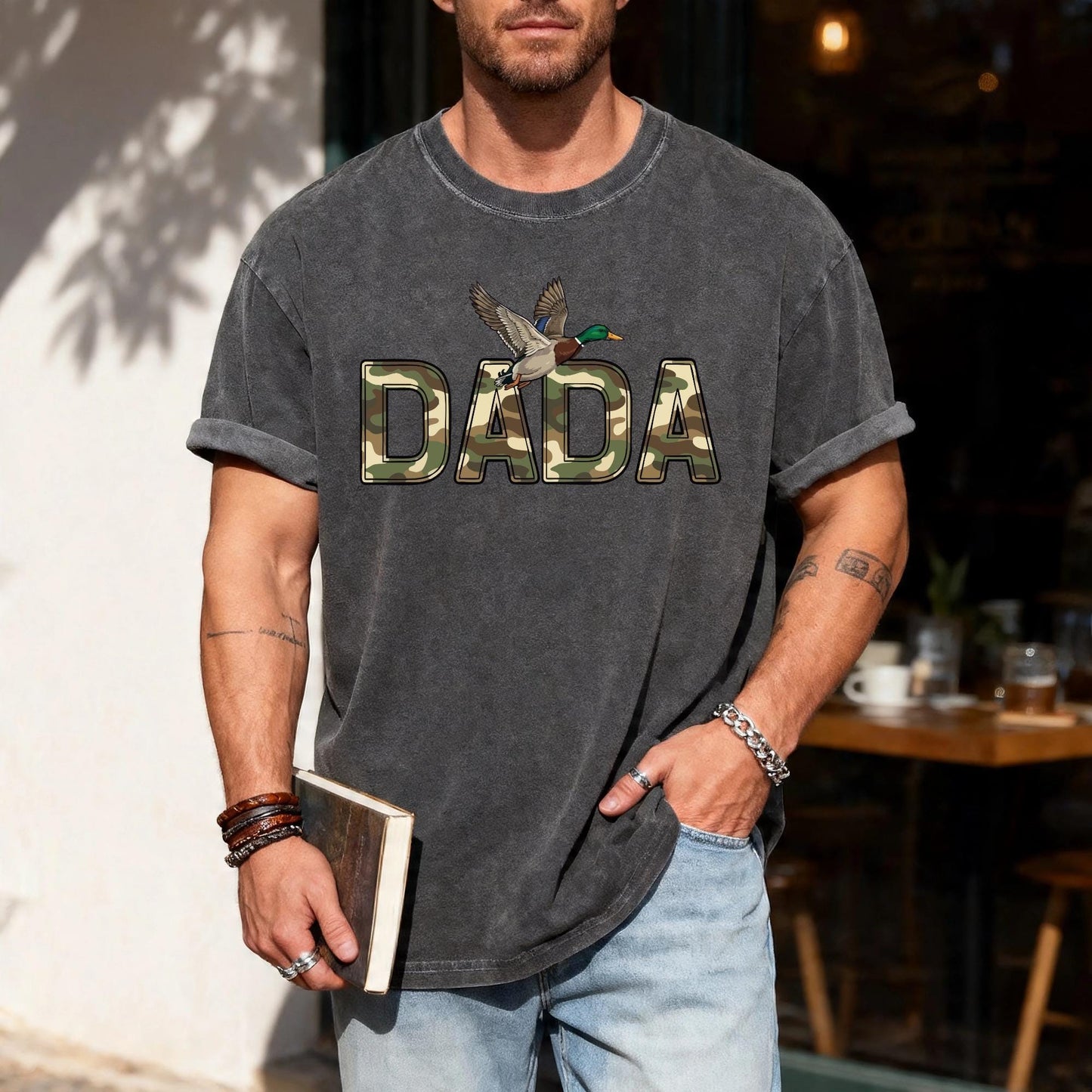 Camo Duck Hunting Dada Shirt, Camouflage Mallard Duck Tee for Dad