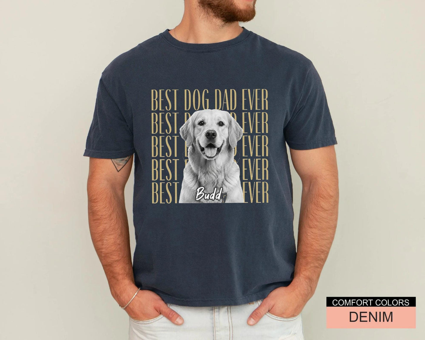 Personalized Dog Photo Dad Shirt, Custom Pet Picture Tee, Husband Present from Wife