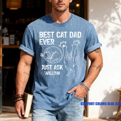 Custom Best Cat Dad Ever Shirt, Personalized Cat Name Tee for Fathers Day