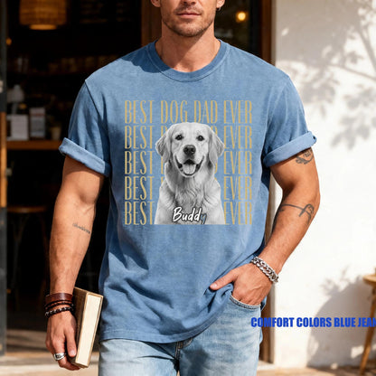 Personalized Dog Photo Dad Shirt, Custom Pet Picture Tee, Husband Present from Wife
